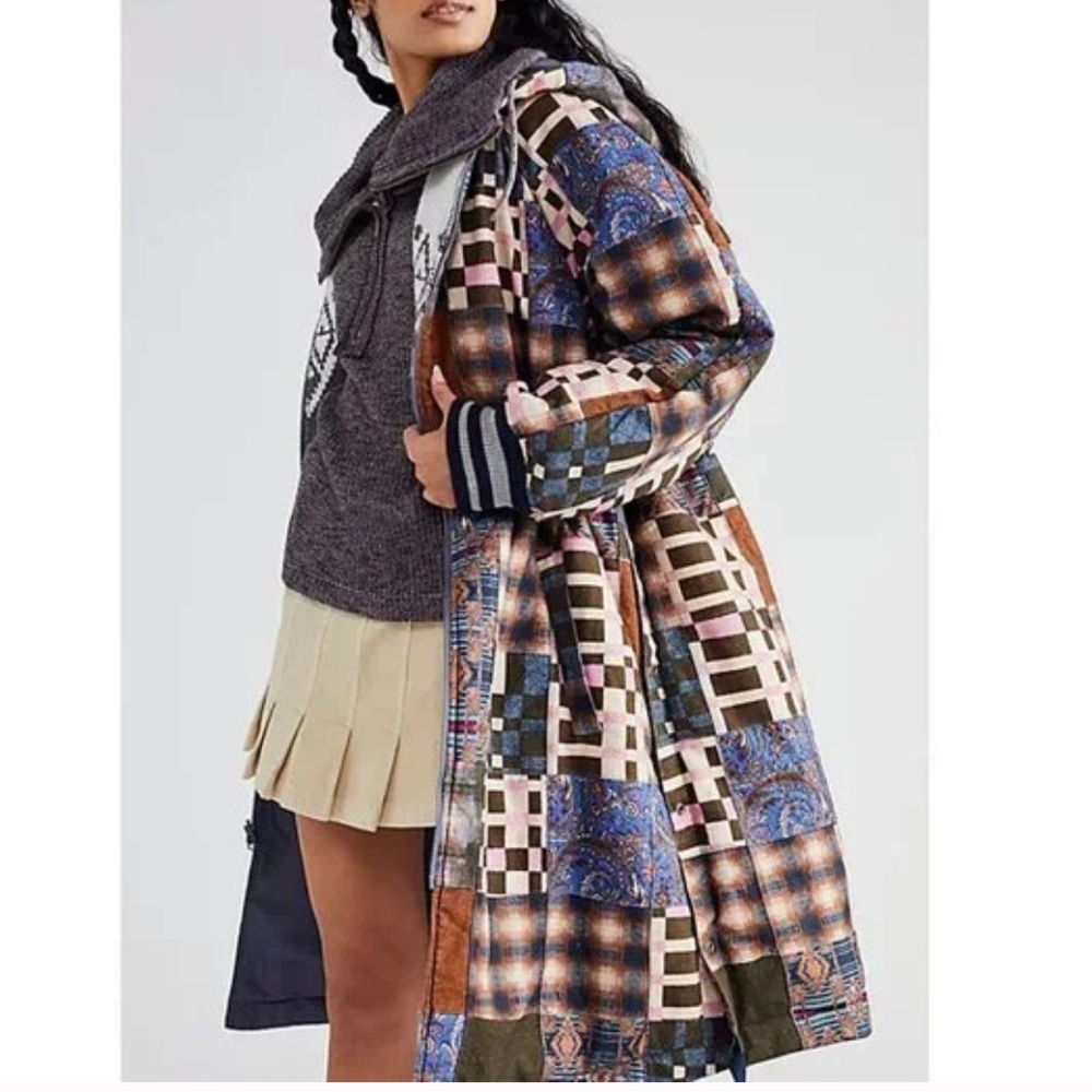 Free people Sienna Reversible Parka full zip long Jacket bohemian Size S New